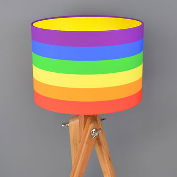 Rainbow Stripe Drum Lampshade Choice Of Lining, 3 of 7
