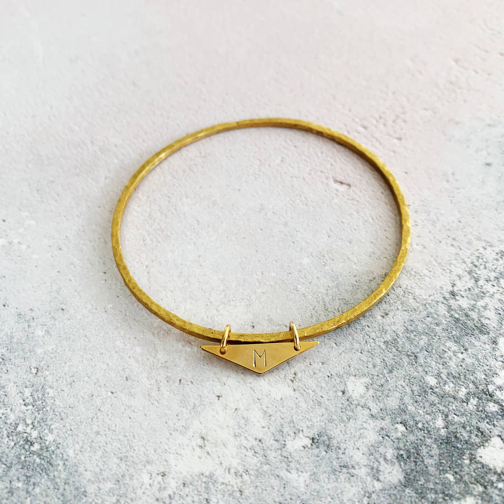 Personalised Hammered Brass Bangle By Eclectic Eccentricity