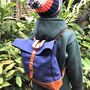 Mini Kids Canvas And Leather Rolltop Backpack, thumbnail 1 of 5