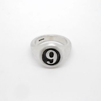 Personalised Number Oval Silver Signet Ring, 5 of 5