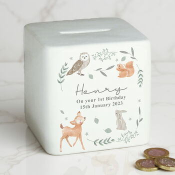 Personalised Woodland Animals Money Box, 4 of 6