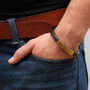 Personalised Mens Leather And Gold Plated ID Bracelet, thumbnail 1 of 5