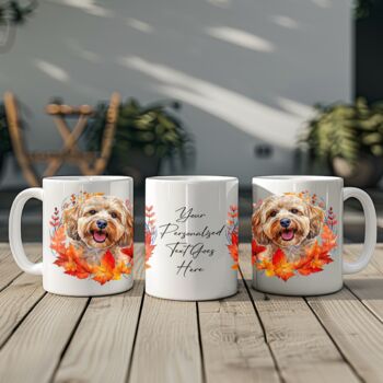 Personalised Dog Mug Cockapoo In An Autumn Wreath, 2 of 2