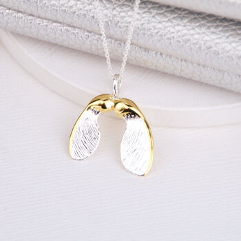 Personalised Silver And Gold Sycamore Leaf Necklace, 6 of 10