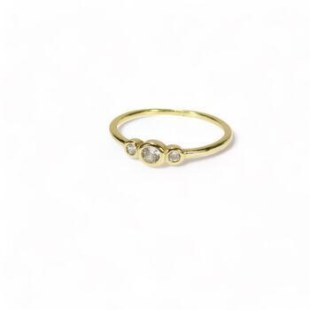 Three Stones Rings, Rose Or Gold Vermeil 925 Silver, 3 of 10