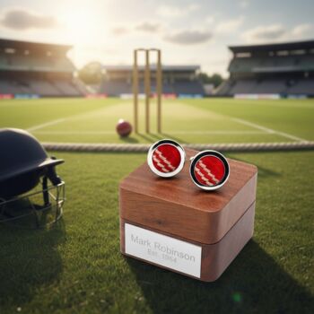 Personalised Cricket Ball Leather Cufflinks, 12 of 12
