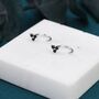 Black Trio Huggie Hoop Earrings Sterling Silver, thumbnail 7 of 11