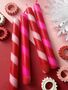 Pink And Red Candy Striped Candles 'Pink Candy Cane', thumbnail 1 of 3