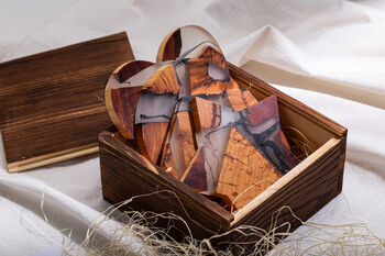 Limited Four Wooden Resin Coasters + Wooden Box Set, 2 of 10