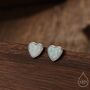 Sterling Silver Lab Opal Heart Stud Earrings, thumbnail 1 of 12