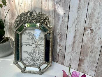 Silver Glass Photo Frame 4x6 Inch Ornate Picture Frame Gift, 2 of 10