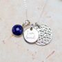 Personalised Silver Disc Necklace With Lapis Lazuli, thumbnail 2 of 5