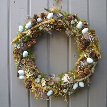 Spring Feather Egg And Twig Wreath Wall Door, 2 of 6