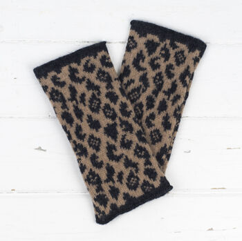 Leopard Knitted Wristwarmers, 3 of 12