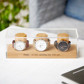 Personalised Oak Watch Stand One To Three Watches, 12 of 12