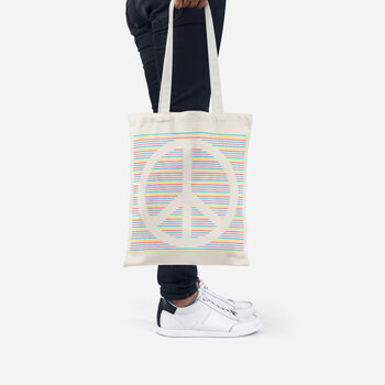 Peace Sign Cotton Tote Bag Reusable Eco Friendly, 3 of 6