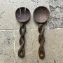 Vintage Handcarved Wooden Salad Servers, thumbnail 1 of 6