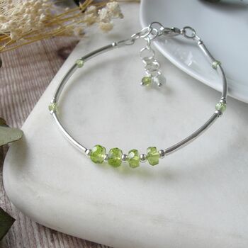 Peridot Hammered Silver Bracelet, 4 of 6