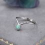 Minimalist Aqua Green Opal Chevron Ring, thumbnail 1 of 12
