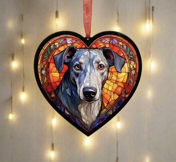 Greyhound Stained Glass Effect Heart Suncatcher, 3 of 5