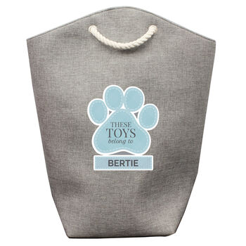 Personalised Blue Paw Print Dog Toy Storage Bag, 4 of 4