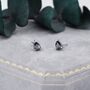 Sterling Silver Mystic Black Droplet Stud Earrings, thumbnail 4 of 9