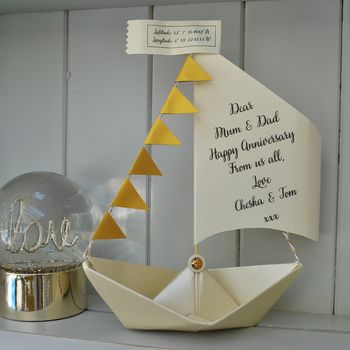 Golden 50th Anniversary Sail Boat Card, 3 of 7