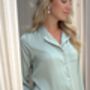Sage Green Long Satin Pyjamas, thumbnail 6 of 7