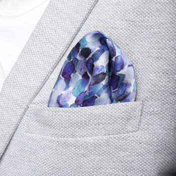 Silk Pocket Square Hand Painted Blue Skies, 2 of 3