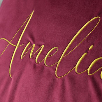 Personalised Gold Embroidered Velvet Cushion, 5 of 6