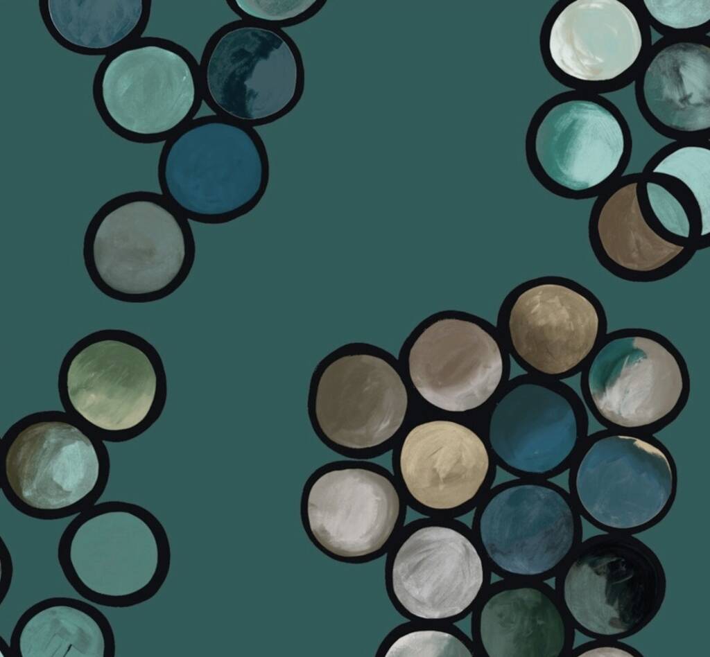 Ombré Circles Wallpaper Turquoise, 1 of 7