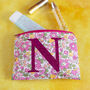 Pink Floral Liberty Fabric Make Up Pouch With Monogram, thumbnail 1 of 3