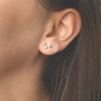 Sterling Silver Triple Solid Star Studs, 2 of 5