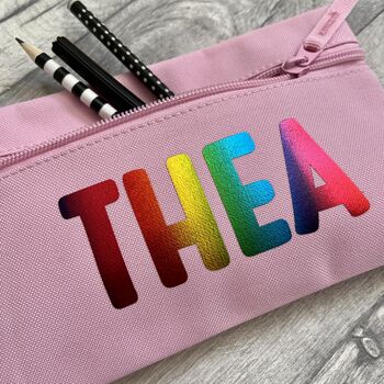 Personalised Rainbow Child's Name School Pencil Case, 2 of 3
