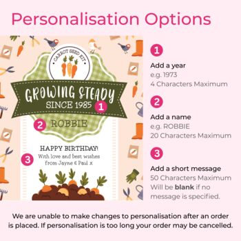 Personalised Birthday Flower Tin Grow Your Own Carrots, 2 of 4