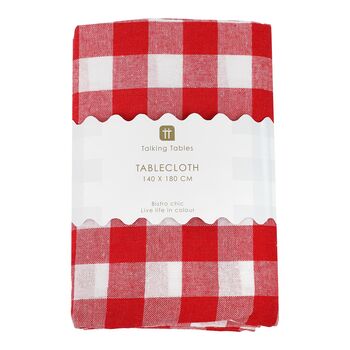 Red And White Fabric Gingham Tablecloth, 2 of 2