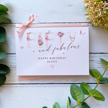 Fifty And Fabulous Handmade Birthday Card, 6 of 7