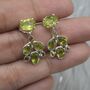Peridot Earrings: Silver, Floral Dangle Drop, thumbnail 1 of 8