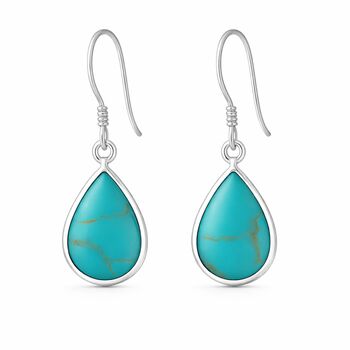 Sterling Silver Turquoise Drop Earrings – 14mm X 9mm, 5 of 6