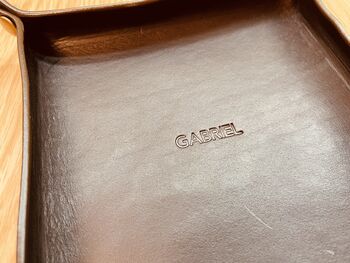Personalised Dark Brown Square Leather Accessories Tray, 4 of 12