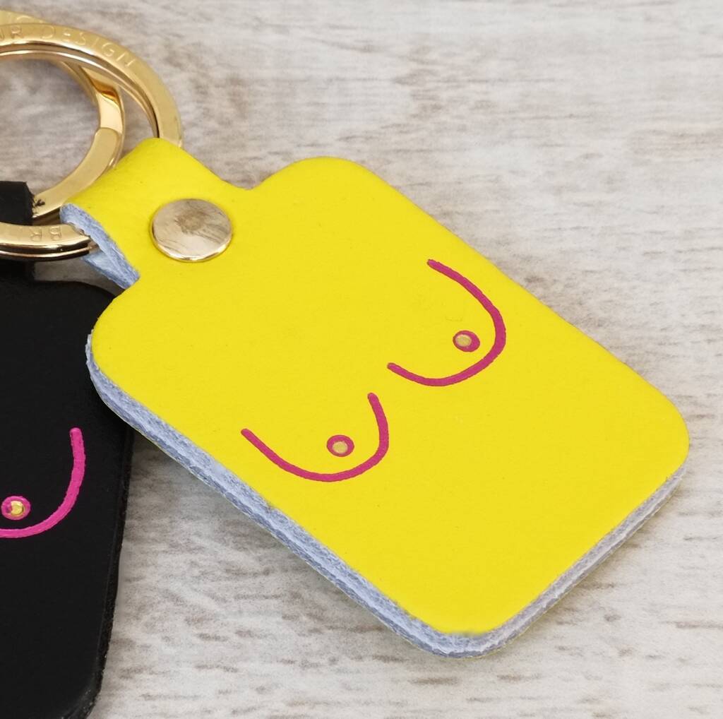 Image of Yellow Leather Boobs Keyring