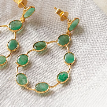 Emerald Stud Peardrop 18 K Gold Plated Silver Earrings, 2 of 11