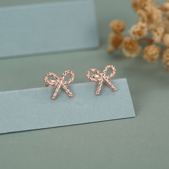 Sterling Silver Braided Bow 18 G Screw Back Earrings With Ball Backs, 2 of 10