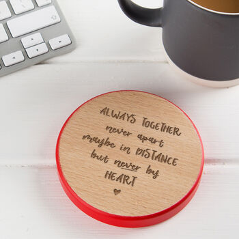 Engraved Plain Wooden Coaster For Long Distance Friend, 3 of 6