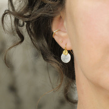 Mixed Metal Silver And Gold Disc Earrings, 6 of 11