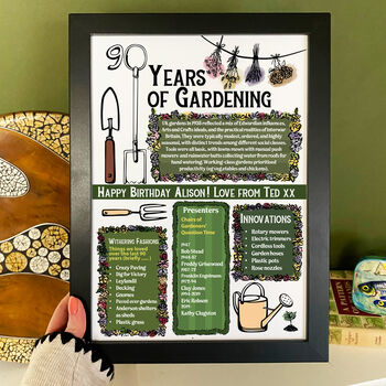90th Birthday Gift For Gardeners Personalised Print, 6 of 10