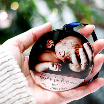Baby's First Christmas Personalised Photo Ornament 2022, 9 of 9