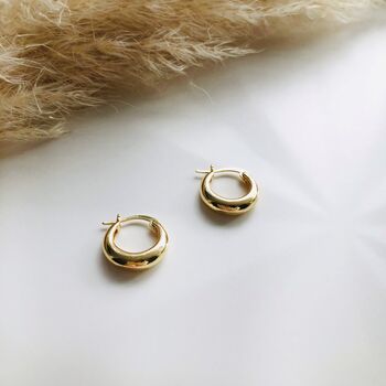Minimalistic Gold Plated Dome Hoop Earrings, 2 of 3