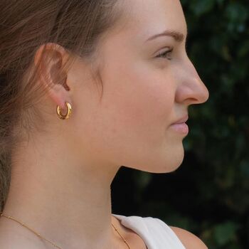 Gold T Bar Hoop Earrings, 4 of 8