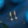 Sterling Silver Opal And Cz Crown Huggie Hoops, thumbnail 3 of 12